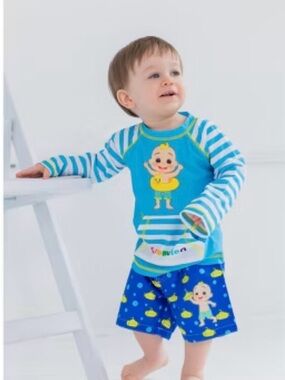 Cocomelon Rashguard Set with Striped Sleeves